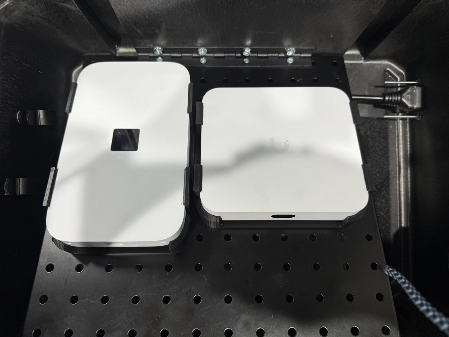Networking equipment inside the NetBox portable case.